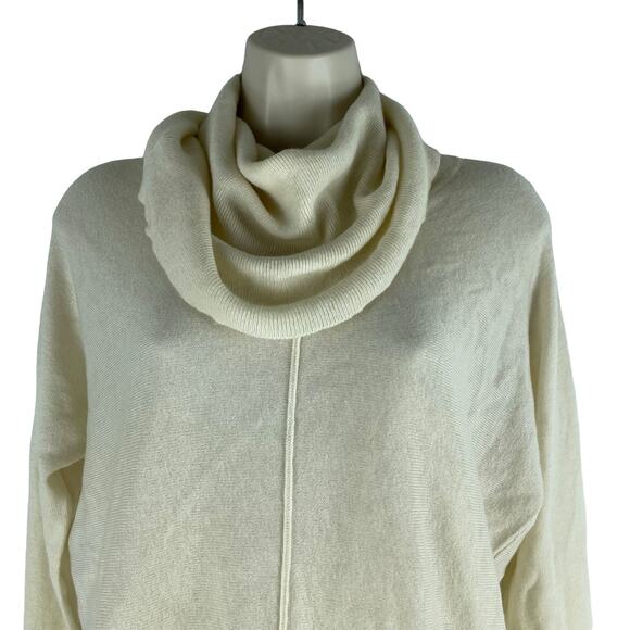 Vince Seamed Cowl Neck Wool Cashmere Sweater Ivory Boxy Size XXS - Picture 3 of 8